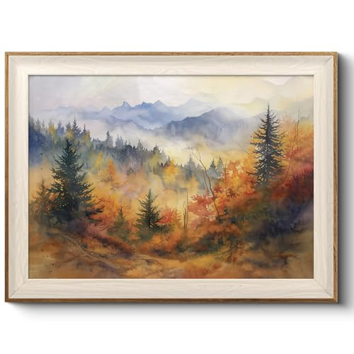 VIYYIEA Framed Wall Art for Living Room, Autumn Canvas Prints, Vintage Home Decor, Landscape Painting Picture, Bathroom Wall Decor Gifts for Friends or Family - 16L x 12W | Amazon (US)