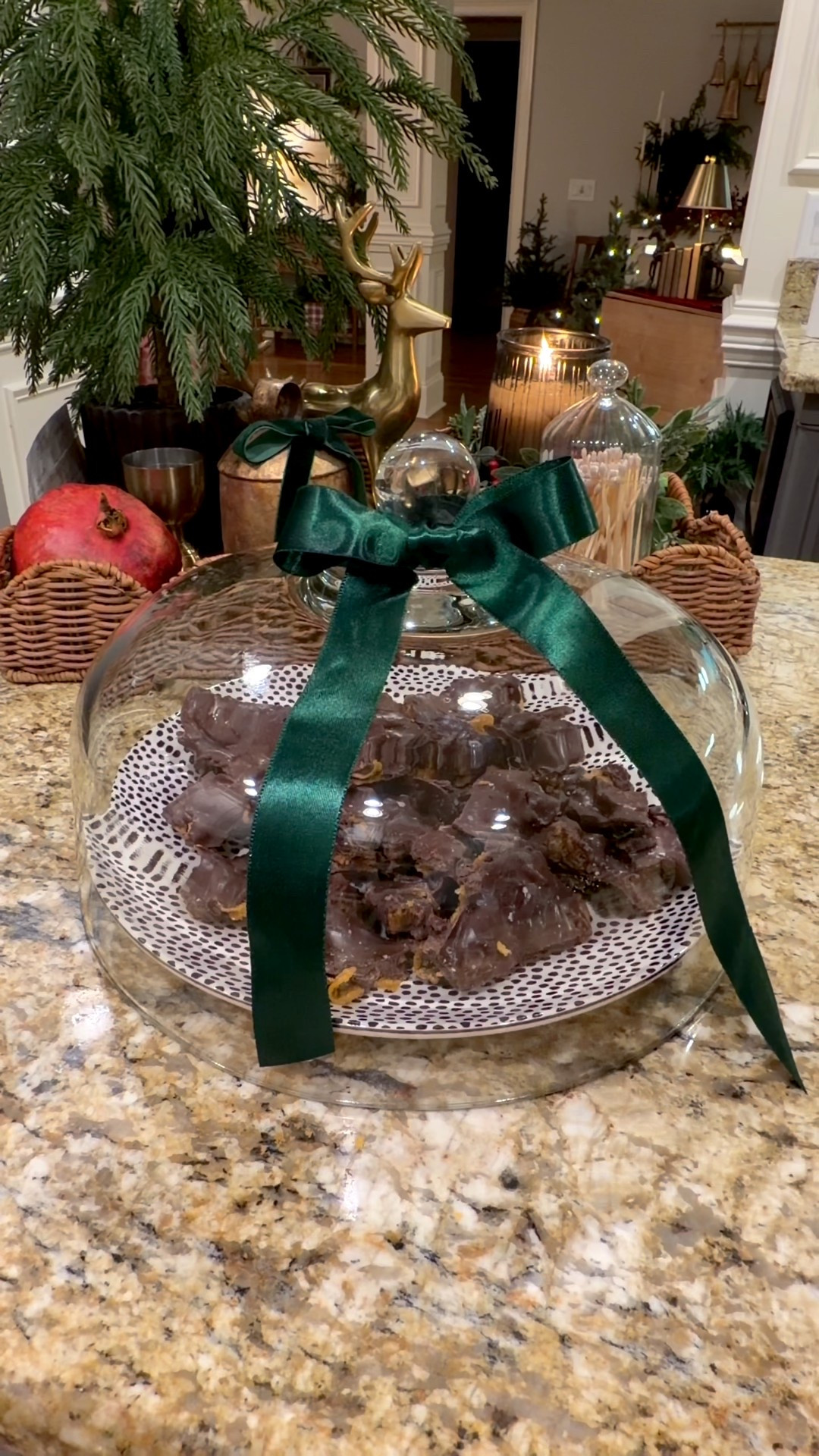 Christmas Crack (Sweet + Salty Cornflake Toffee Bark)

This easy holiday treat is the ultimate sweet and salty situation. Crunchy caramelized cornflakes topped with rich dark chocolate and finished with flaky salt. It’s simple, festive, and always a crowd favorite.

Ingredients
	•	3 cups cornflakes
	•	1/2 cup unsalted butter (1 stick)
	•	1/3 cup packed brown sugar
	•	1/2 teaspoon kosher salt
	•	24 oz quality dark chocolate, chopped or chips
(about 2 XL bars or 2 bags. Milk chocolate will be too sweet)
	•	Flaky salt for finishing

Directions
	1.	Line a baking sheet with parchment paper.
	2.	In a saucepan over medium heat, melt butter and brown sugar together, stirring until smooth and bubbling for about 1 minute.
	3.	Remove from heat and gently fold in cornflakes until fully coated.
	4.	Preheat oven to 350°F. Spread cornflake mixture evenly onto the prepared baking sheet.
	5.	Bake for 8 minutes. Remove and allow to cool on the counter or in the fridge for about 30 minutes.
	6.	Melt the chocolate and pour evenly over the cooled cornflakes. Use a spatula to spread into an even layer.
	7.	Sprinkle with flaky salt. Refrigerate for 10 minutes or until set.
	8.	Break into pieces and try not to eat the whole pan at once 😉

This makes the cutest gift tied up in a box or served under a glass dome for holiday entertaining  

#LTKHoliday #LTKSeasonal #LTKHome