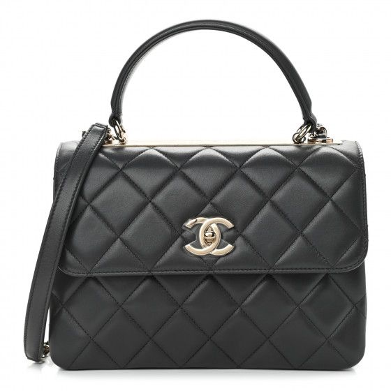 CHANEL Lambskin Quilted Small Trendy CC Dual Handle Flap Bag Dark Grey | Fashionphile