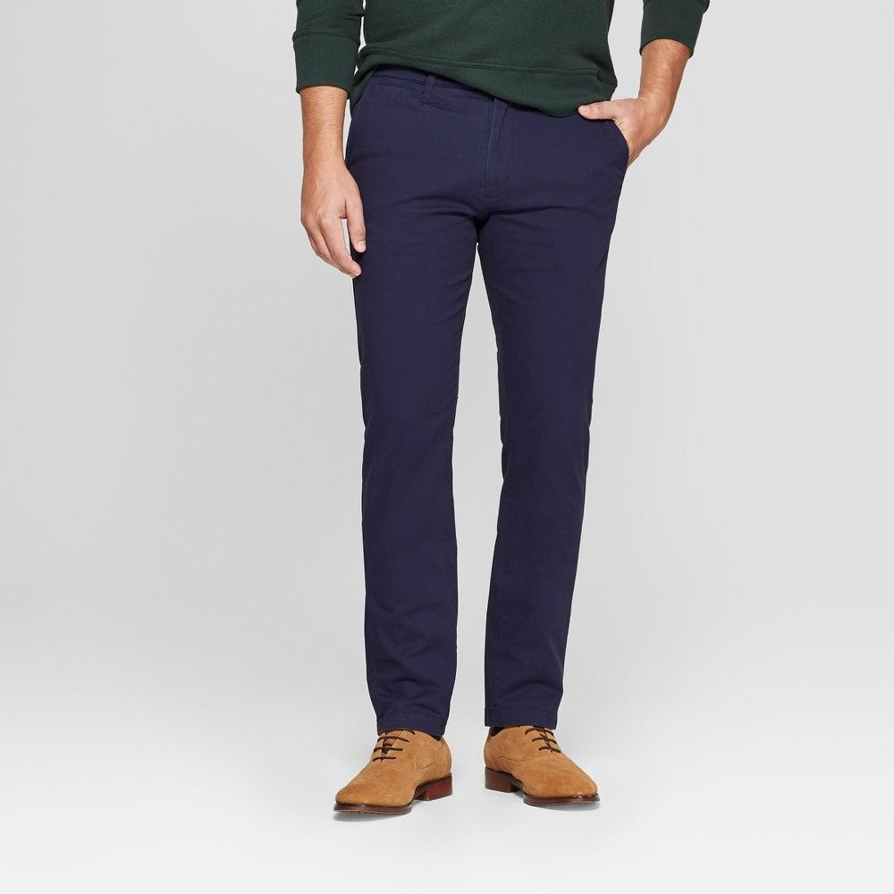 Men's Slim Fit Hennepin Chino Pants - Goodfellow & Co Xavier Navy 42x30, Xavier Blue | Target