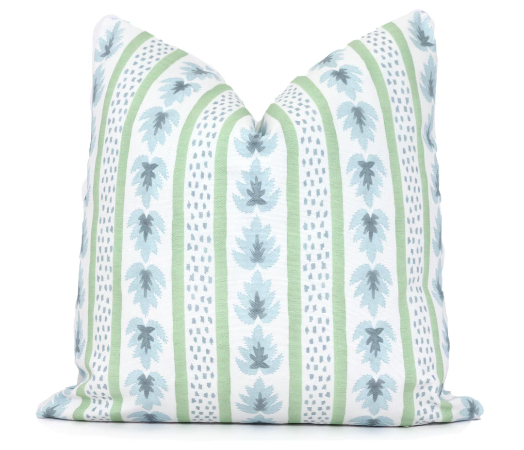 James Stripe Blue and Green Decorative Pillow Cover, Throw Pillow, Accent Pillow, Pillow Sham Mad... | Etsy (US)