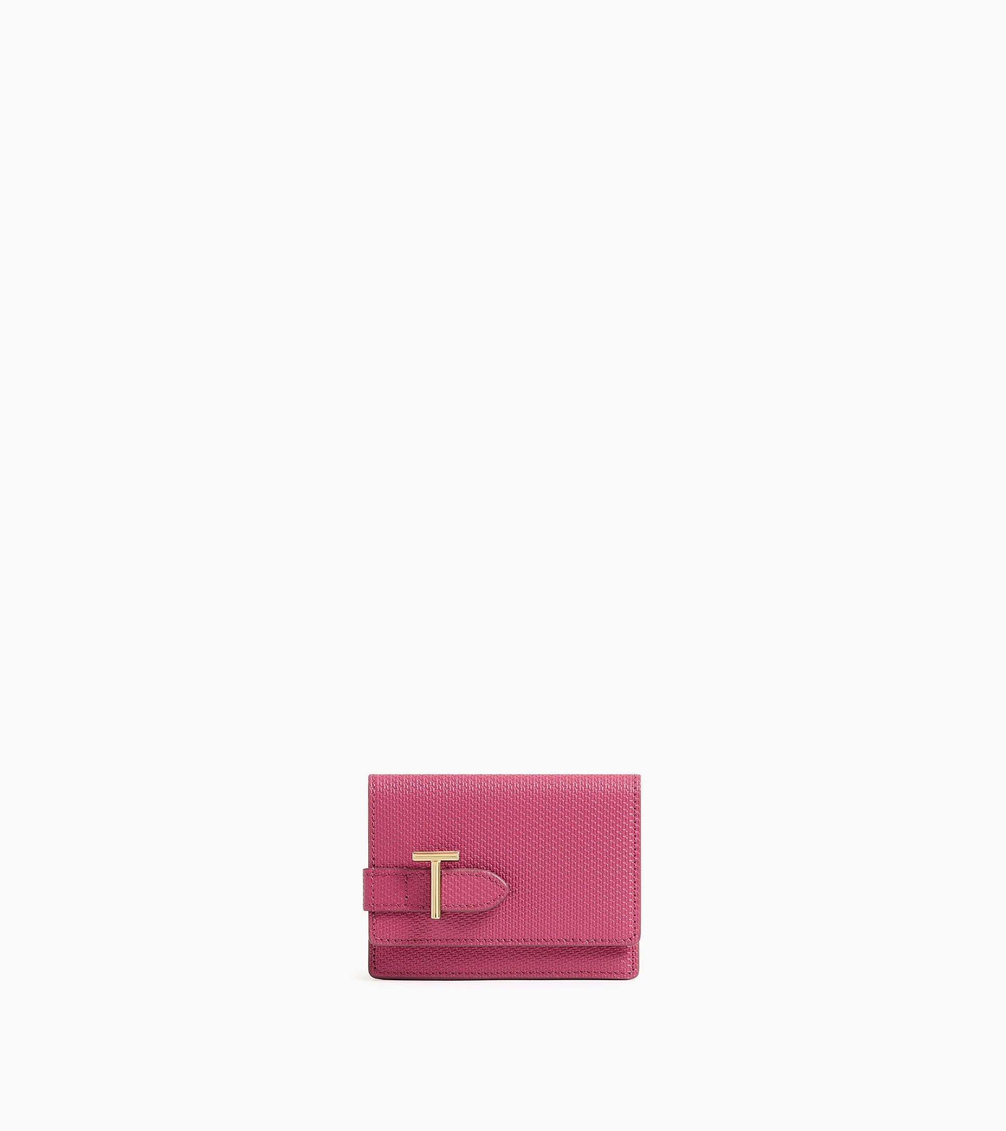 Emilie flap cardholder in signature T leather | Le Tanneur