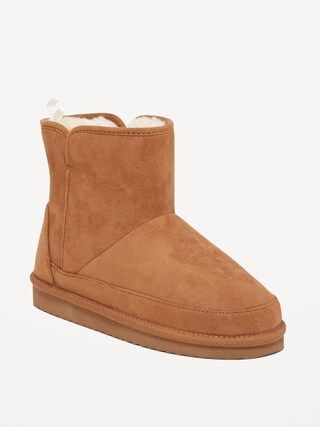 Faux-Suede Faux-Fur Lined Ankle Booties for Girls | Old Navy (CA)