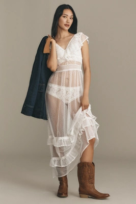 By Anthropologie Ruffle Sheer Mesh Maxi Dress | Anthropologie (US)