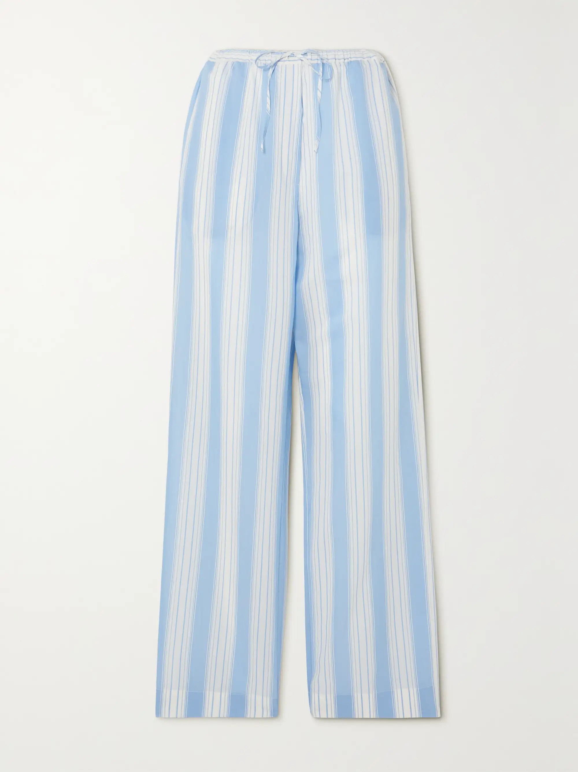 Striped organic cotton and silk-blend straight-leg pants | NET-A-PORTER (US)
