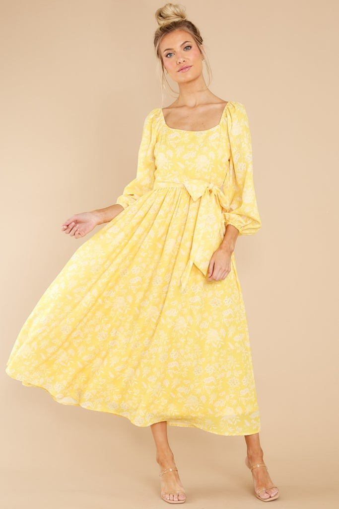 Bright Smiles Yellow Floral Print Maxi Dress | Red Dress 