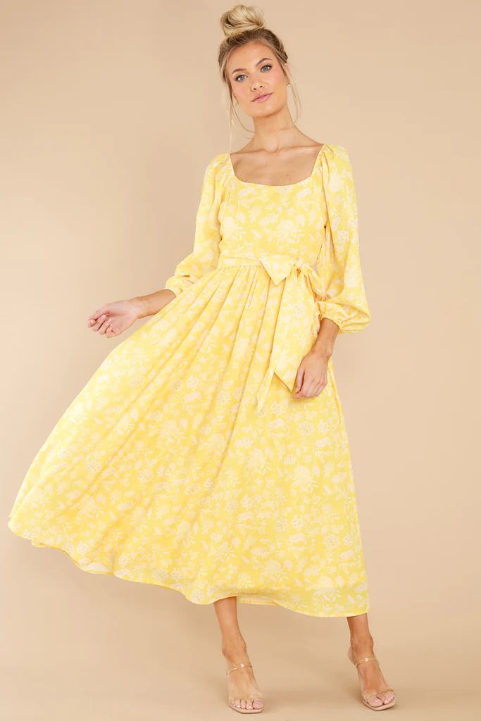 Bright Smiles Yellow Floral Print Maxi Dress | Red Dress 
