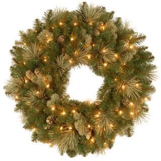 30" Carolina Pine Wreath with 100ct. Warm White Battery Operated LED Lights | Michaels Stores