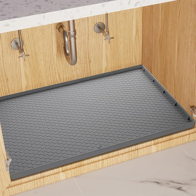 Under Sink Mat for [34" x 22"] Cabinet, Silicone Waterproof Mat, Kitchen Cabinet Liner Holds Over... | Amazon (US)