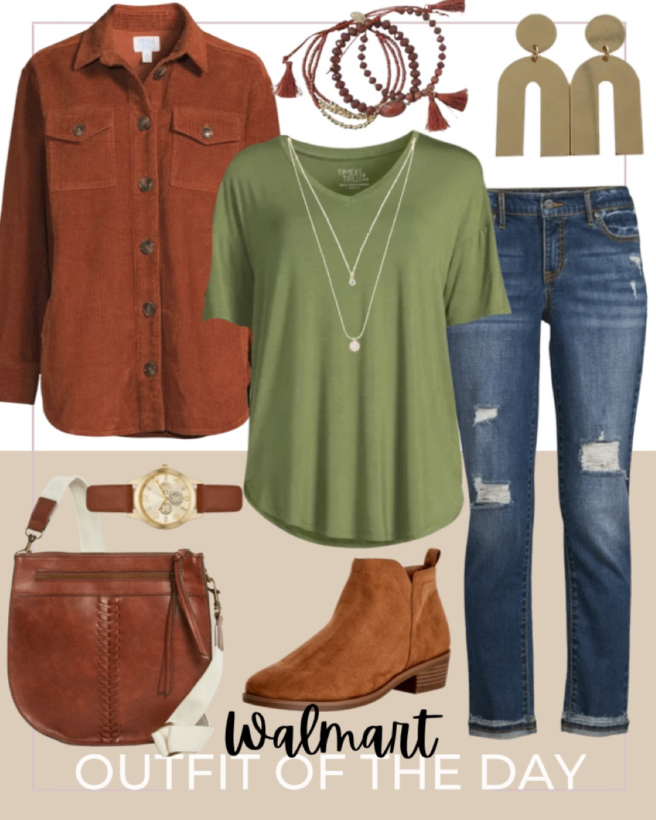 Walmart is the place for your fall fashion needs! This affordable outfit includes cross body bag, gold and brown watch, brown booties, Sofia Jeans by Sofia Vergara Women's Bagi Boyfriend Mid-Rise Jeans, boho statement earrings, V-Neck Tunic, shacket, and boho bracelet.

Walmart finds, fall outfit inspo, Walmart outfit of the day, fall fit, fall outfit, affordable outfit

#LTKitbag #LTKstyletip #LTKunder50