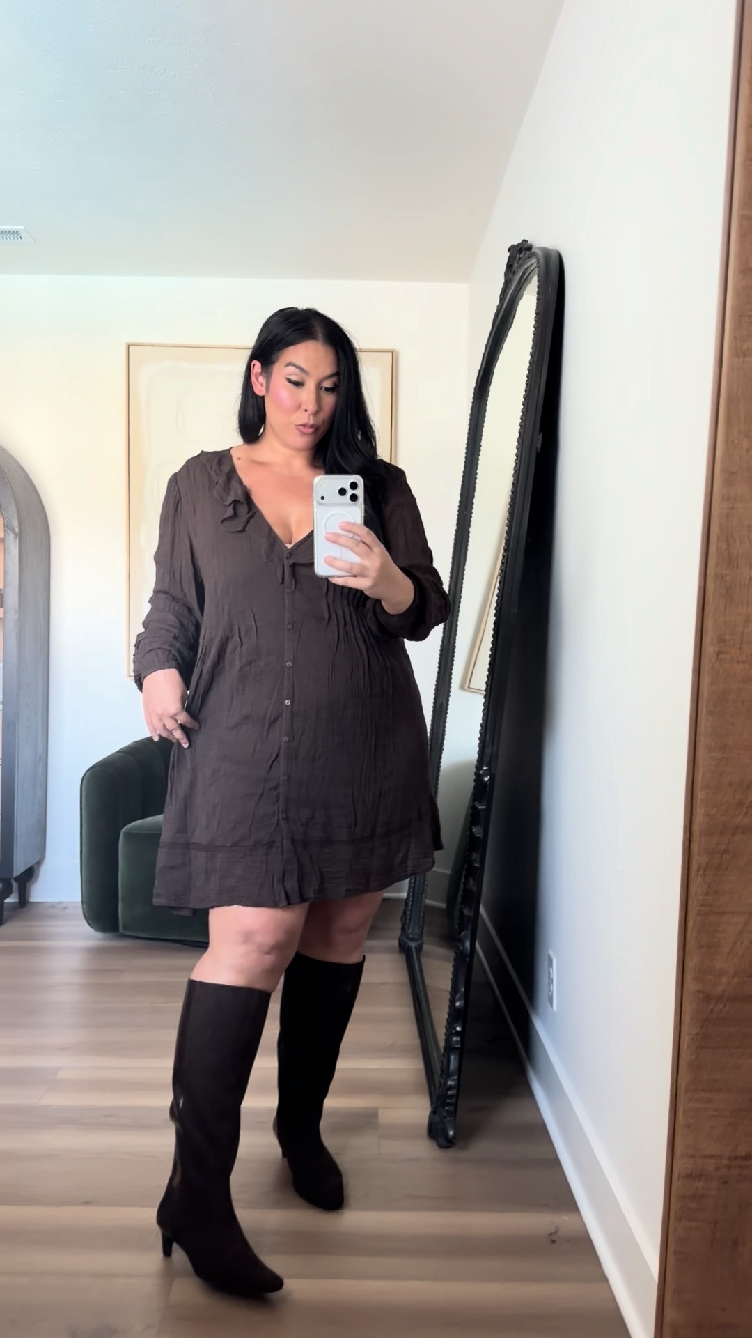 Love this brown dress for fall family photos! Tops: XL Dresses: XL & 14 Bottoms: 16 target fashion, target finds, target barrel jeans, target dresses, sundress, maxi dress

#LTKSeasonal #LTKMidsize