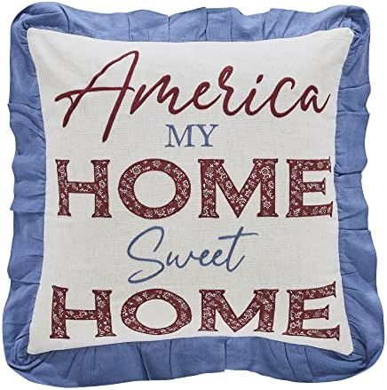 VHC Brands Celebration Farmhouse Throw Pillow, America Home Sweet Home, Red White Blue, 18x18 | Amazon (US)