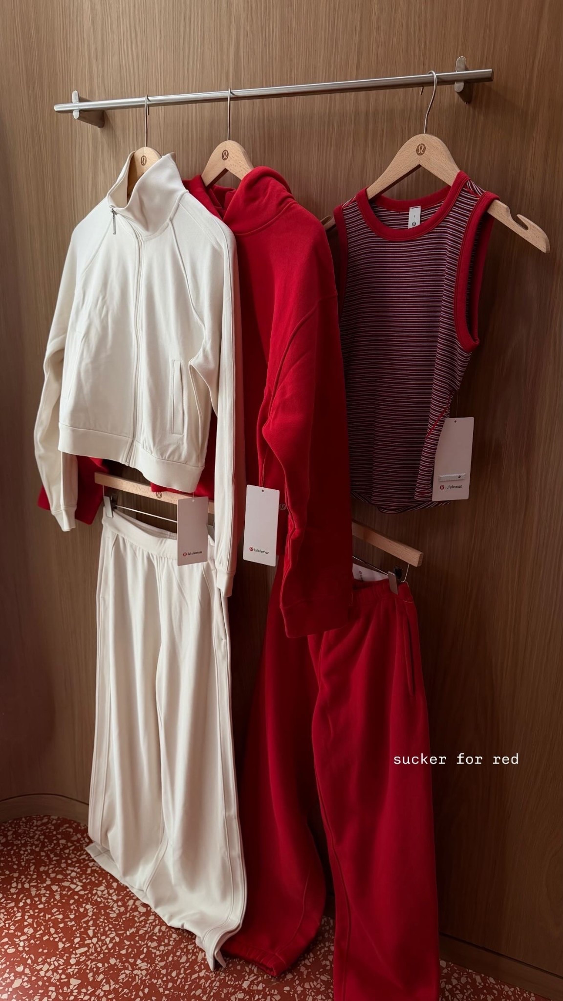 New lululemon sets
Sweatshirt
Sweatpants
Track suit
Pique 
Red
Cream

Xs in all 

#LTKActive #LTKootd #LTKSpringSale