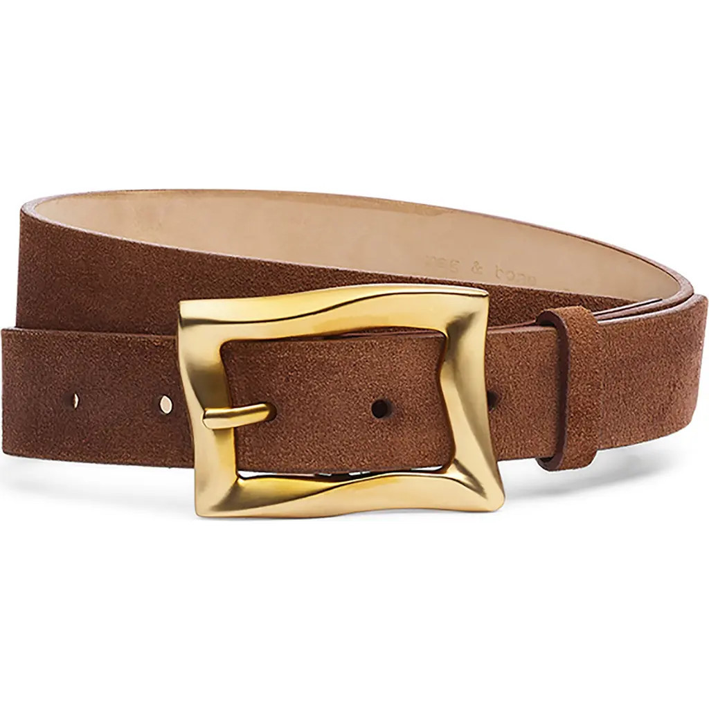 rag & bone Waverly Leather Belt in Chestnut Suede at Nordstrom, Size X-Small | Nordstrom