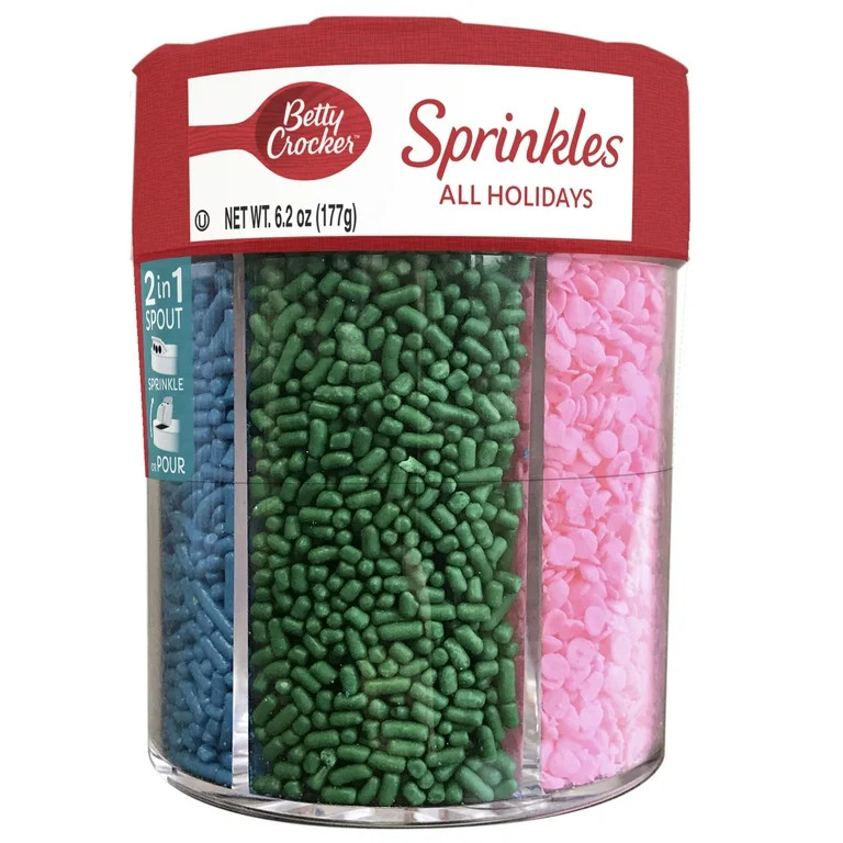 Betty Crocker Dessert Sprinkles, All Holiday, 6 Assorted Colors, 6.2 Ounces | Walmart (US)