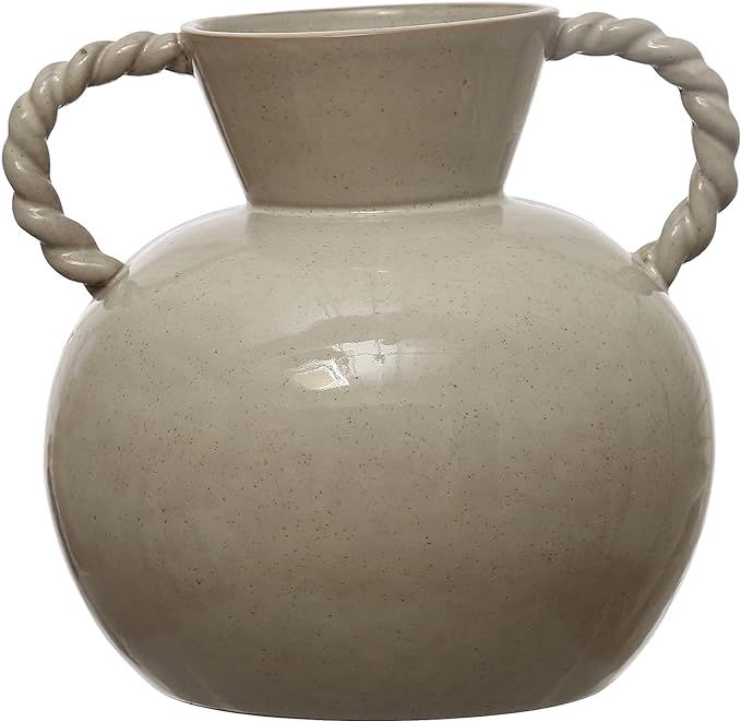 Bloomingville 9.25 Inches Stoneware Twisted Handles and Reactive Glaze, Cream Color Vase | Amazon (US)
