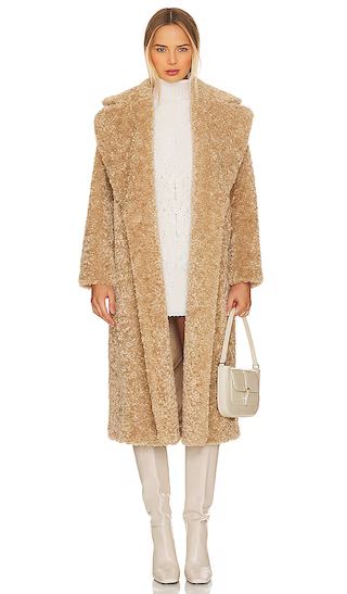Shaggy Faux Fur Jacket in Camel | Revolve Clothing (Global)