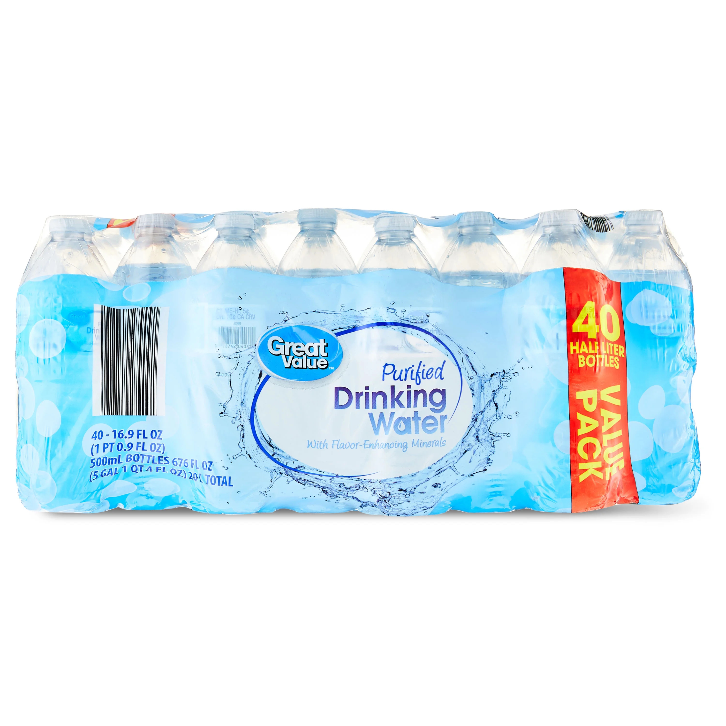 Great Value Purified Drinking Water, 16.9 fl oz Bottles, 40 Count | Walmart (US)