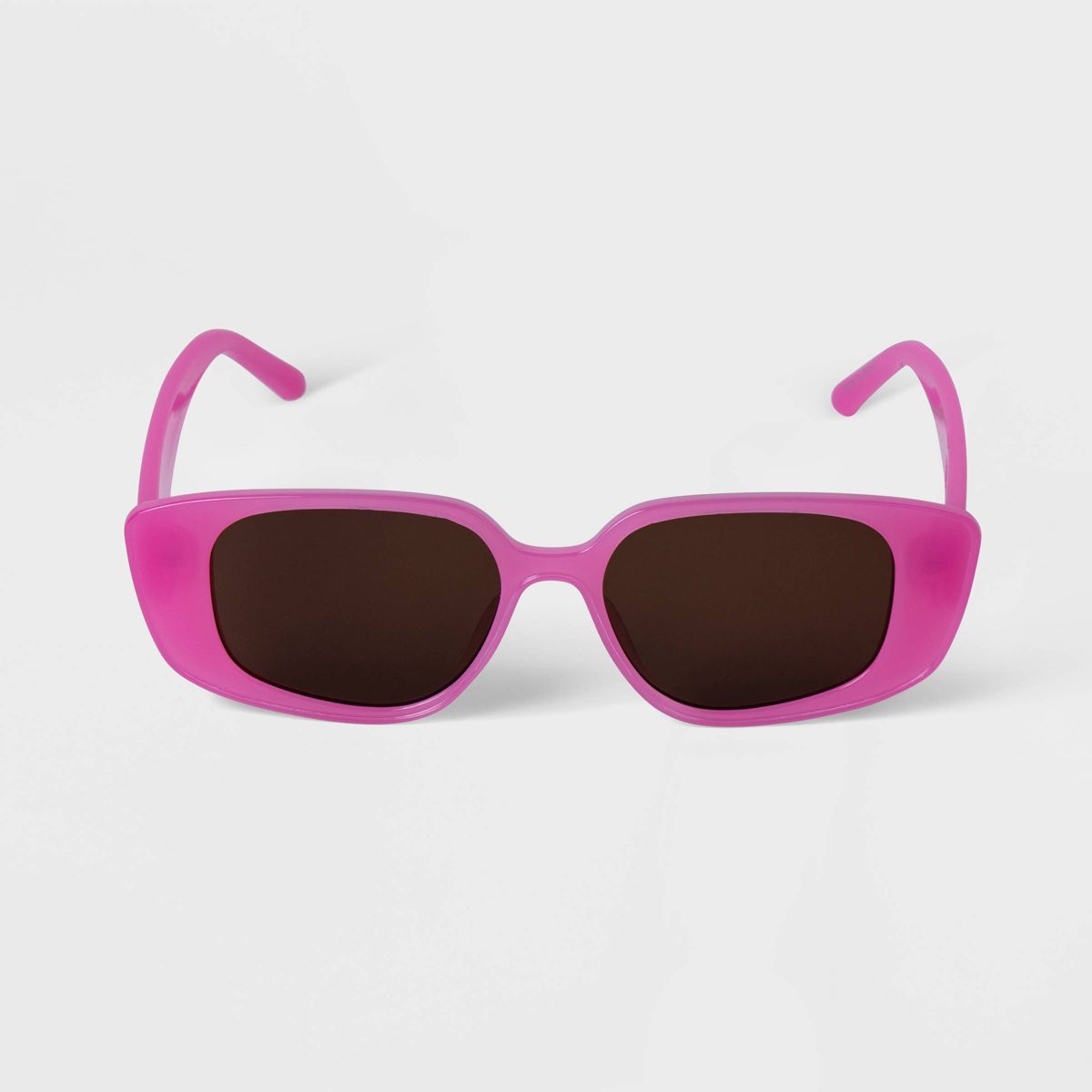 Women's Plastic Angular Rectangle Sunglasses - A New Day™ Light Pink | Target