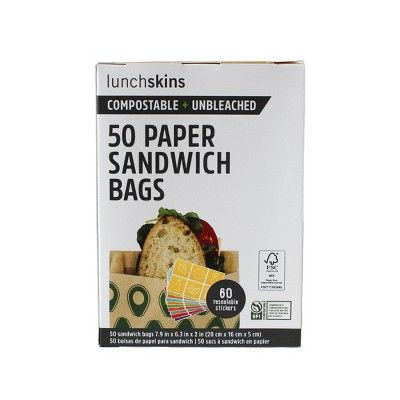 Lunchskins Non Wax + UnBleach Sandwich Bags Avocado - 50ct | Target