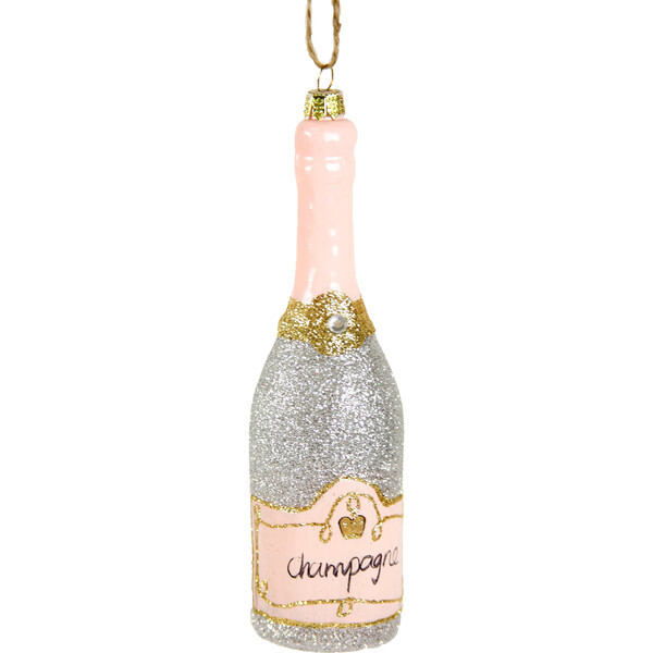 Glittered Silver Champagne Ornament | Maisonette