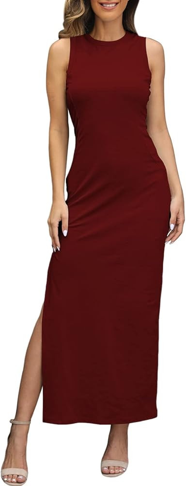 LaSuiveur Women's Sleeveless High Slit Bodycon Causal Dress Summer Beach Party Vacation Tank Maxi... | Amazon (US)