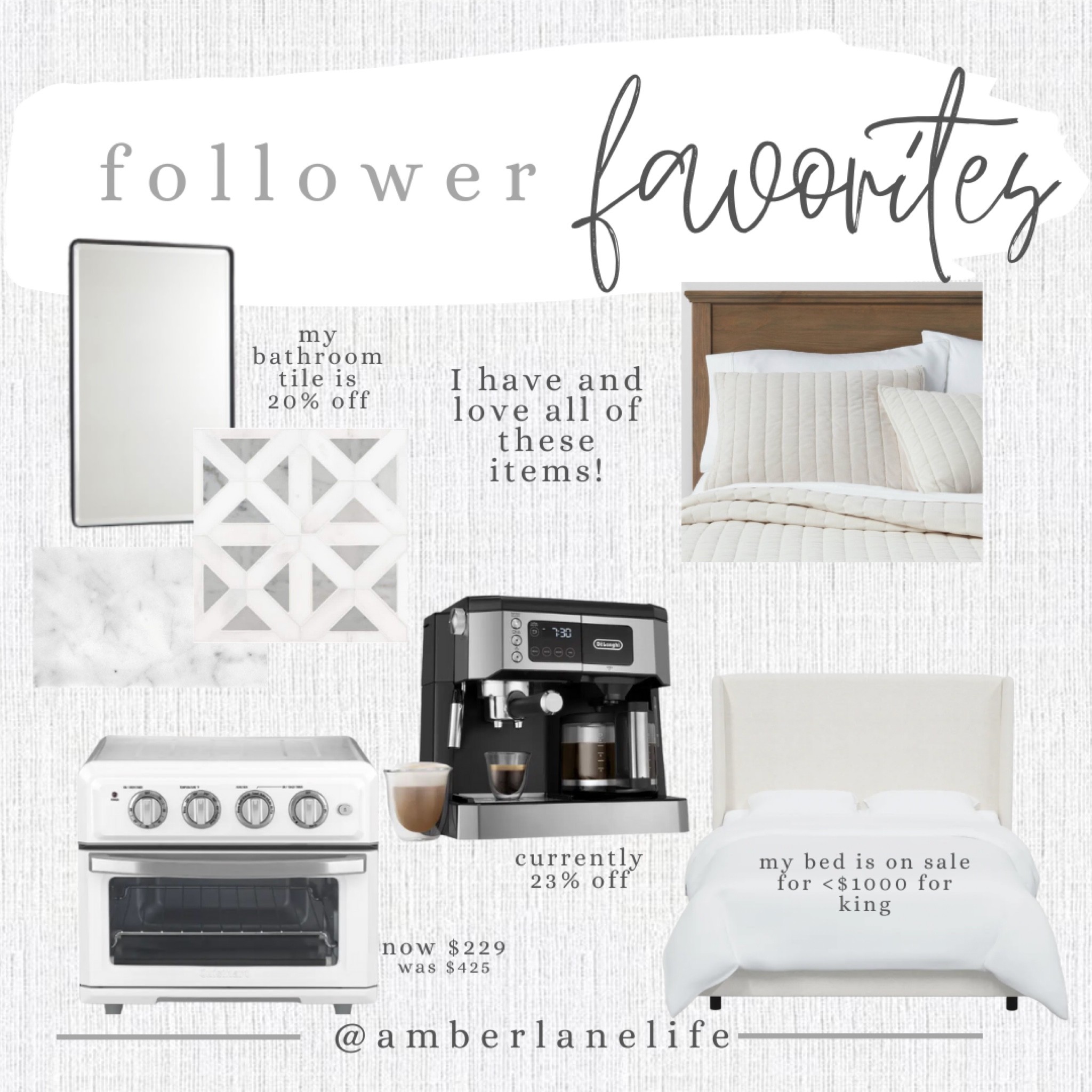 Recessed medicine cabinet. Pottery Barn. Marble tile. Mosaic tile. Bathroom tile. Bathroom flooring. Espresso and coffee maker. Air fryer. Toaster oven. Upholstered bed frame. Wayfair. Target home  

#LTKsalealert #LTKhome