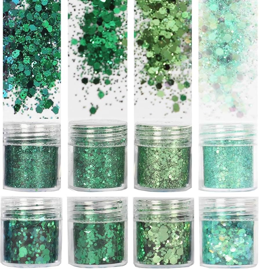 COKOHAPPY St. Patrick's Day Holographic Green Chunky Glitter 8 Boxes 10ml Sequins Iridescent Flak... | Amazon (US)