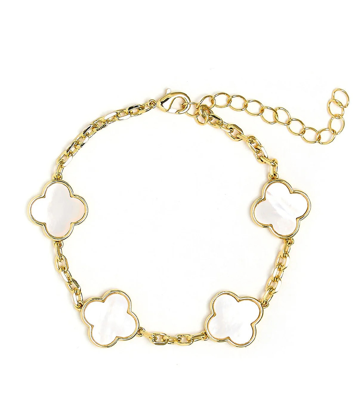 Elle- Mother of pearl Clover Adjustable Bracelet 18k Gold Plated-Darby | Lisi Lerch Inc