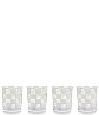 MacKenzie-Childs Check Acrylic Tumblers Set of 4 - White Check | Dillard's