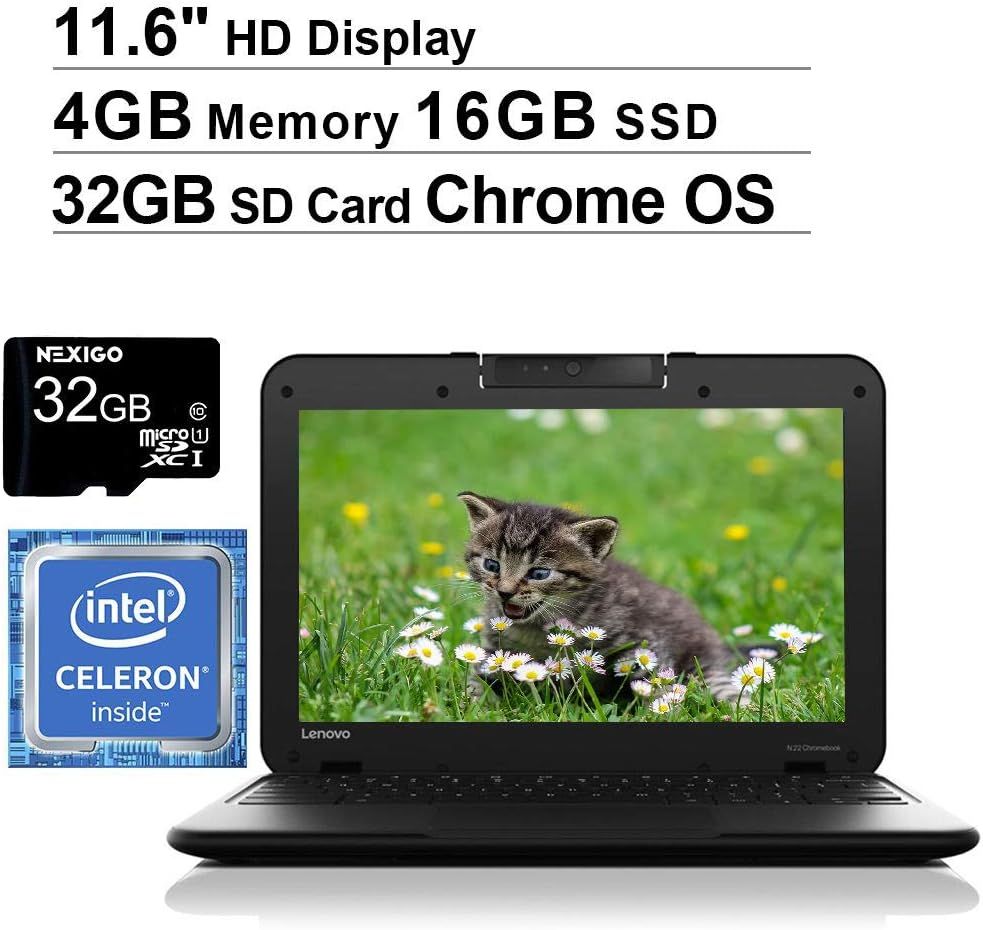 Lenovo Chromebook N22 11.6 Inch Premium Laptop, Intel Celeron up to 2.0 GHz, 4GB LPDDR3 RAM, 16GB... | Amazon (US)