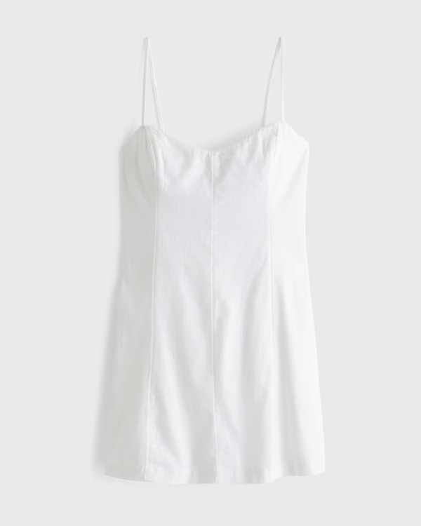 Lace-Trim Linen-Blend Mini Dress | Abercrombie & Fitch (US)