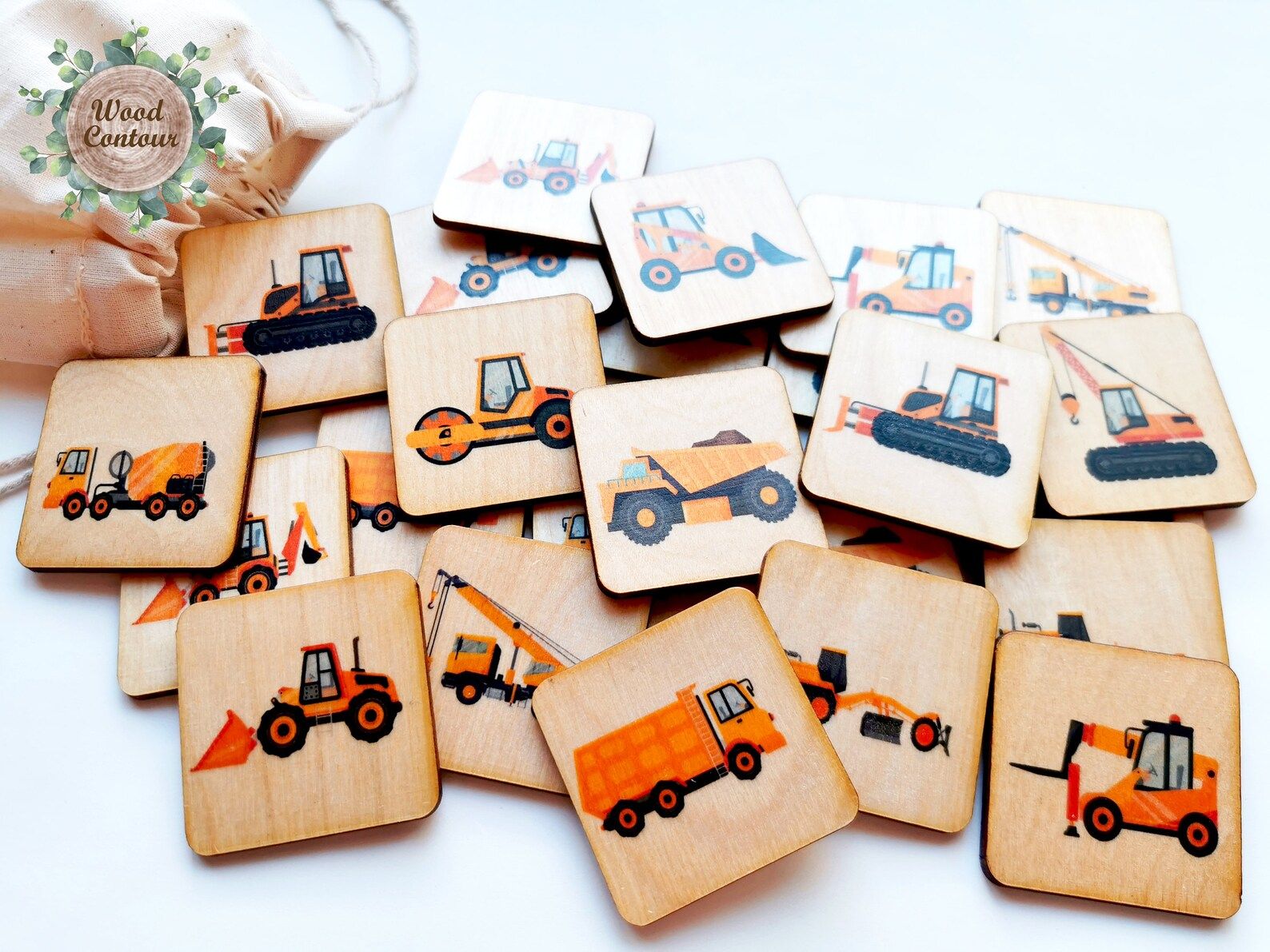 Montessori Wooden construction truck car memory game/ Homeschool preschool kindergarten toddler v... | Etsy (US)