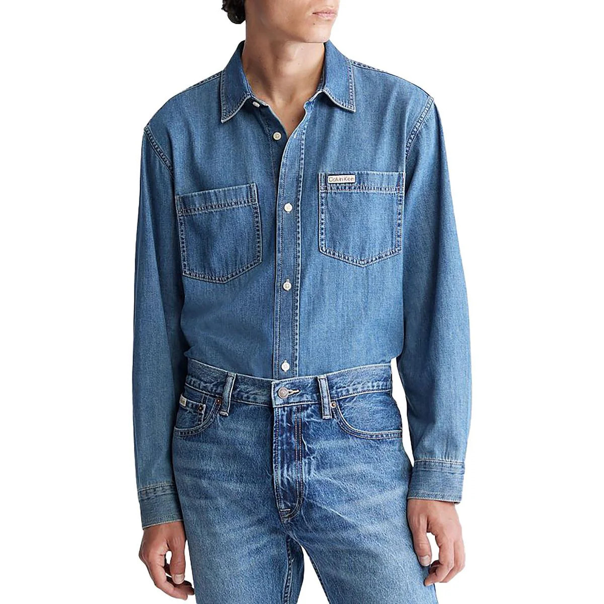 Mens Pocket Denim Button-Down Shirt | Shop Simon