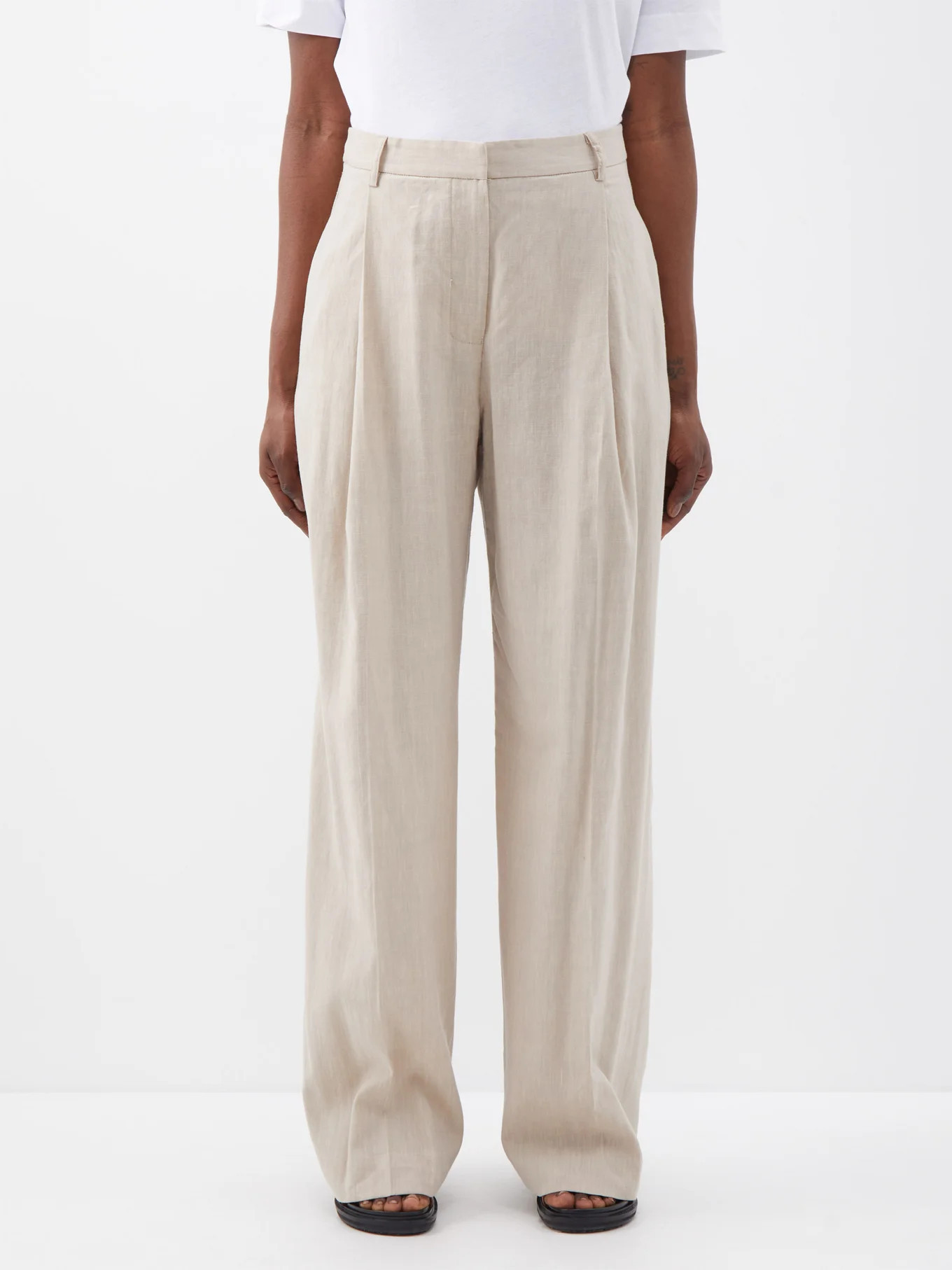 Pleated linen-blend trousers | Matteau | Matches (US)