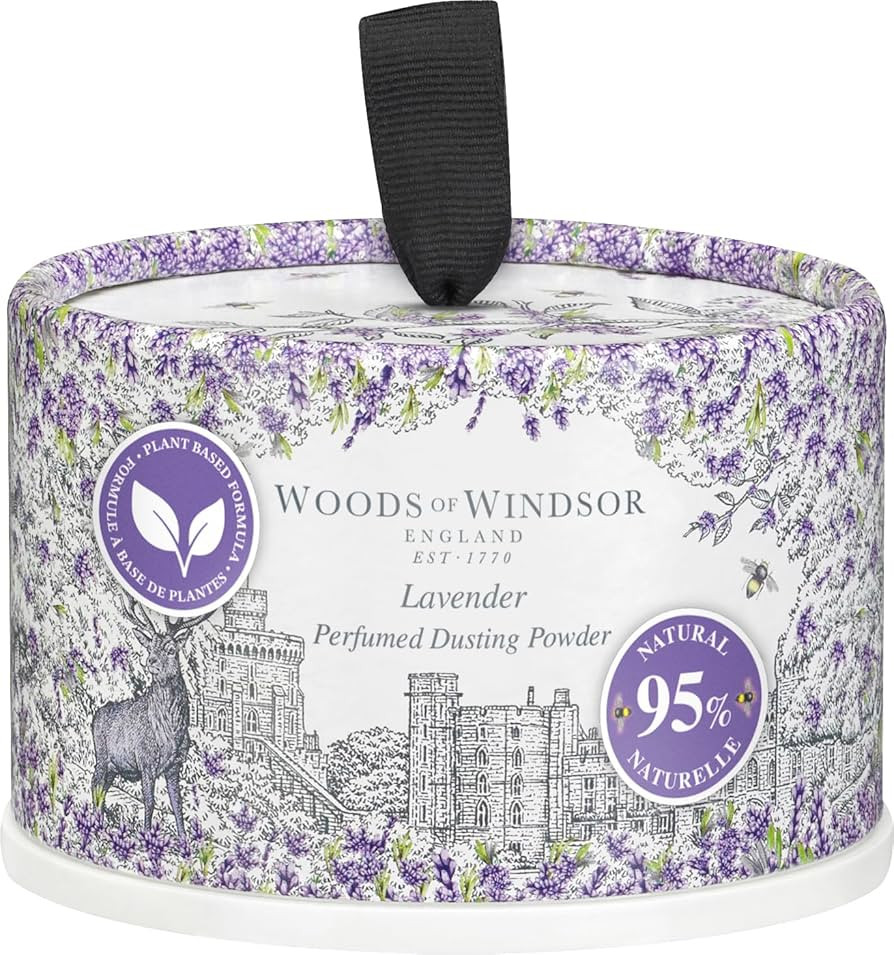 Woods of Windsor Lavender Perfumed Talcum Powder, Floral Dusting Powder with Body Puff, Scented P... | Amazon (UK)