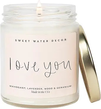 Sweet Water Decor Love You Scented Candles - Soy Candles with Fresh Lavender, Geranium, Warm Maho... | Amazon (US)
