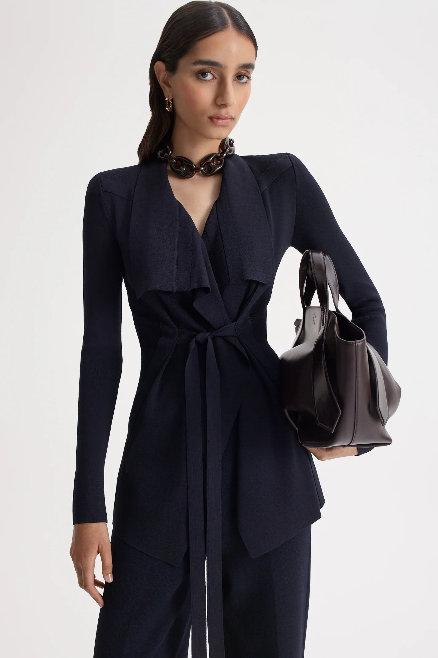 SATEEN KNIT JACKET - NAVY - Scanlan Theodore | Scanlan Theodore AU