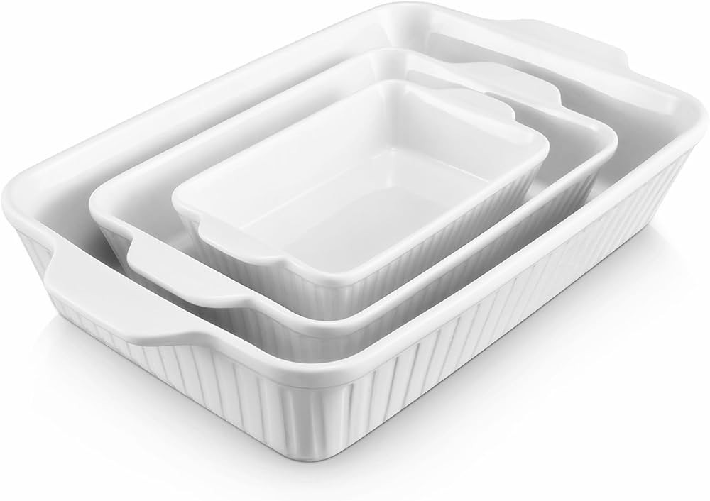 DOWAN Casserole Dishes for Oven, Ceramic Baking Dishes for Oven Set of 3, Lasagna Pan Deep, Bakin... | Amazon (US)