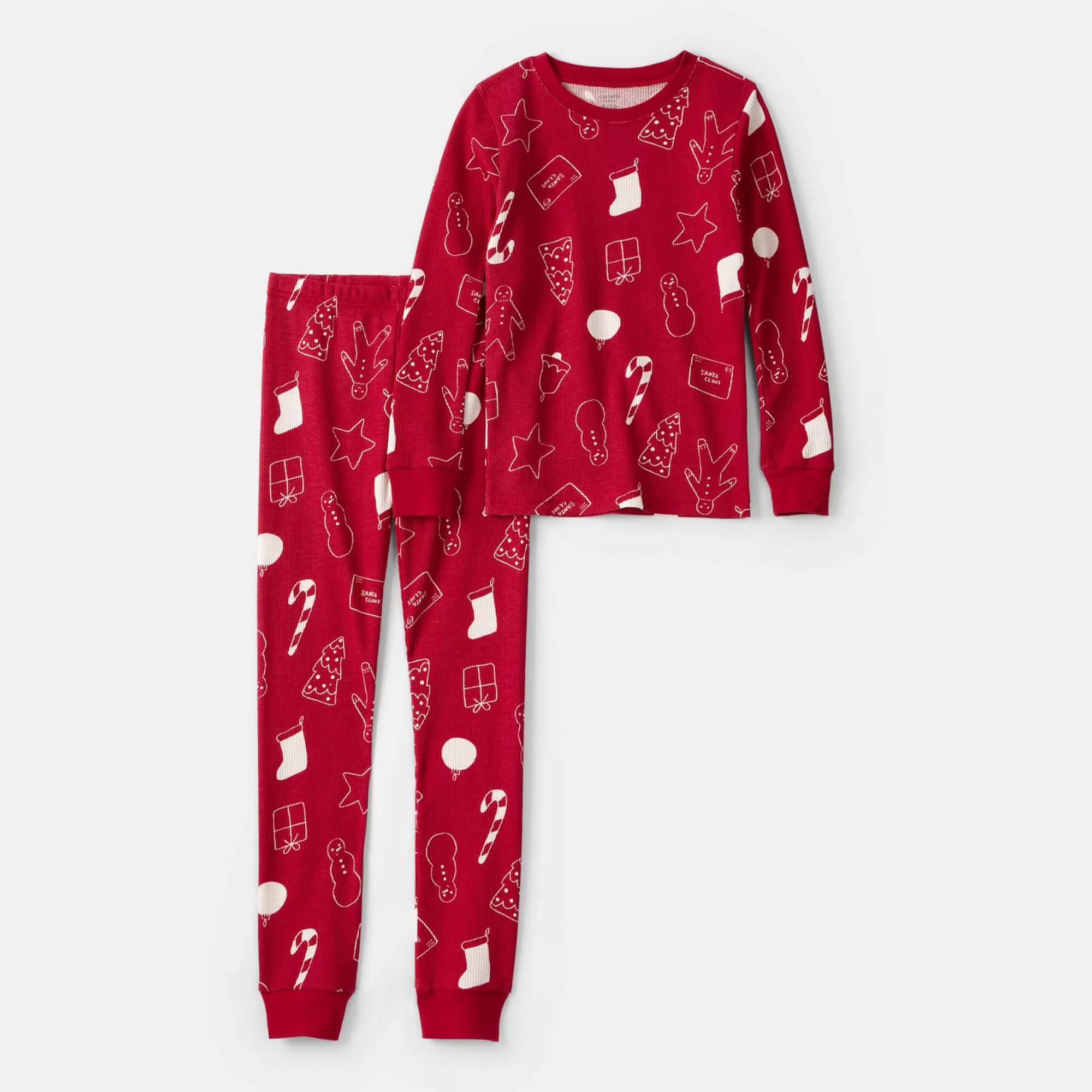 Kids 4-14 Carter's Red Holiday Print 2-pc. Pajama Top & Pajama Bottoms Set | Kohl's