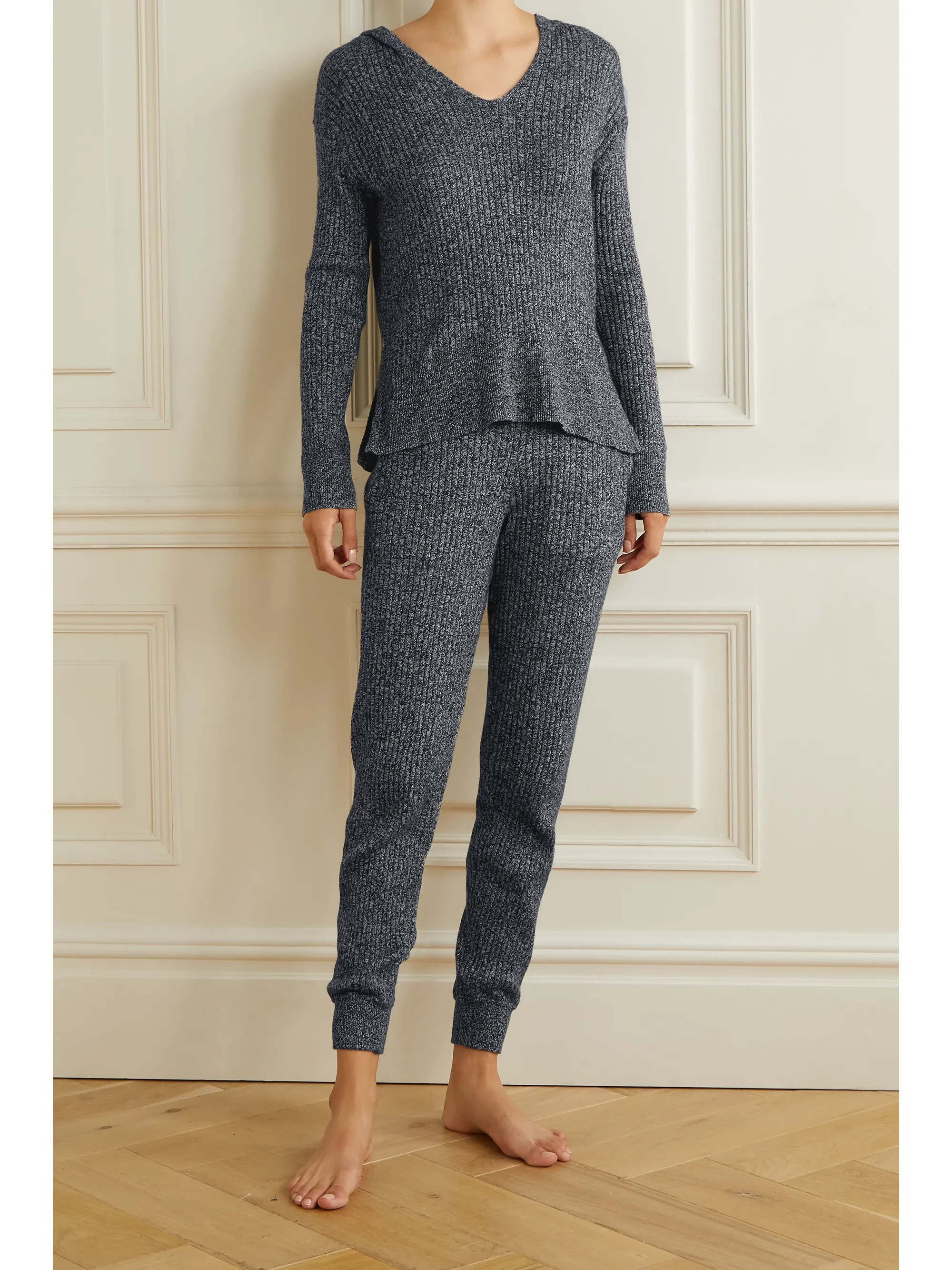 Gray Maizie ribbed cotton and cashmere-blend track pants | Skin | NET-A-PORTER | NET-A-PORTER (UK & EU)