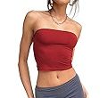 Trendy Queen Womens Tube Tops Strapless Crop Tops Basic Backless Sleeveless Bandeau Cute 2024 Sum... | Amazon (US)