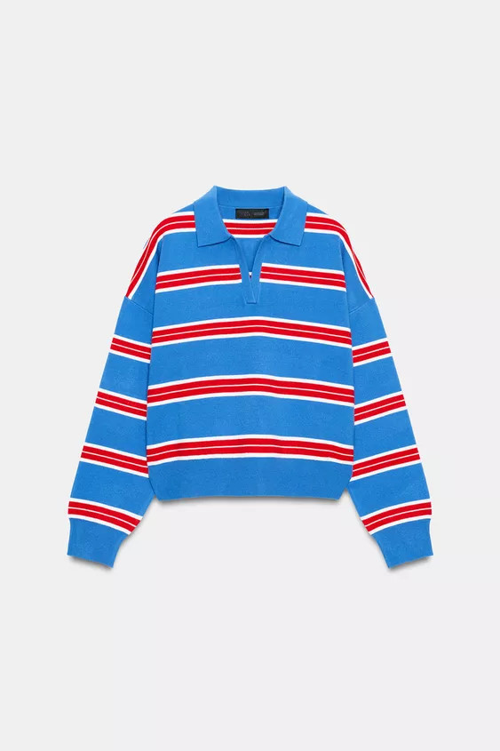 STRIPED KNIT POLO SHIRT | Zara UK