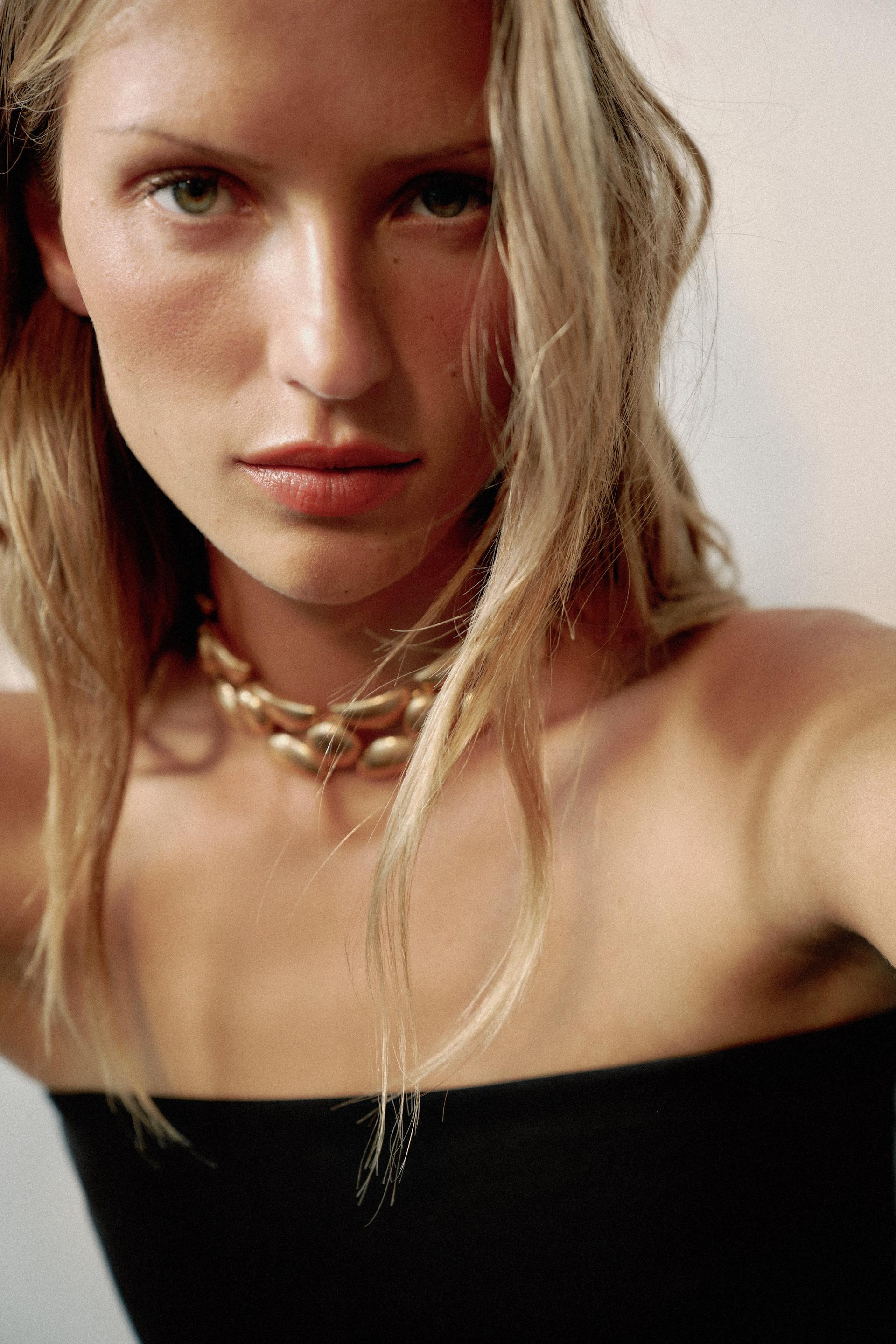 Zara - Metal Choker Necklace - Golden - M - Woman | Zara US