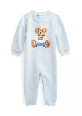 Ralph Lauren Childrenswear Baby Boys Polo Bear Fleece Coveralls, Blue, Newborn | Belk