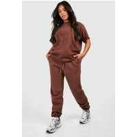 Womens Plus Washed Cuffed Jogger - Brown - 12 | boohoo (US & Canada)