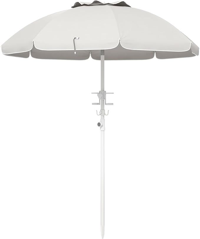 Outsunny 5.7' Portable Beach Umbrella with Tilt, Adjustable Height, 2 Cup Holders, Hook, Ruffled ... | Amazon (US)