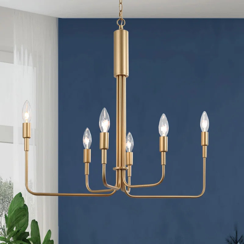 Aislin 6 - Light Candle Style Wagon Wheel Chandelier | Wayfair North America