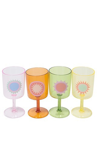 Sunnylife Poolside Wine Glass Set Of 4 in Multi. | Revolve Clothing (Global)