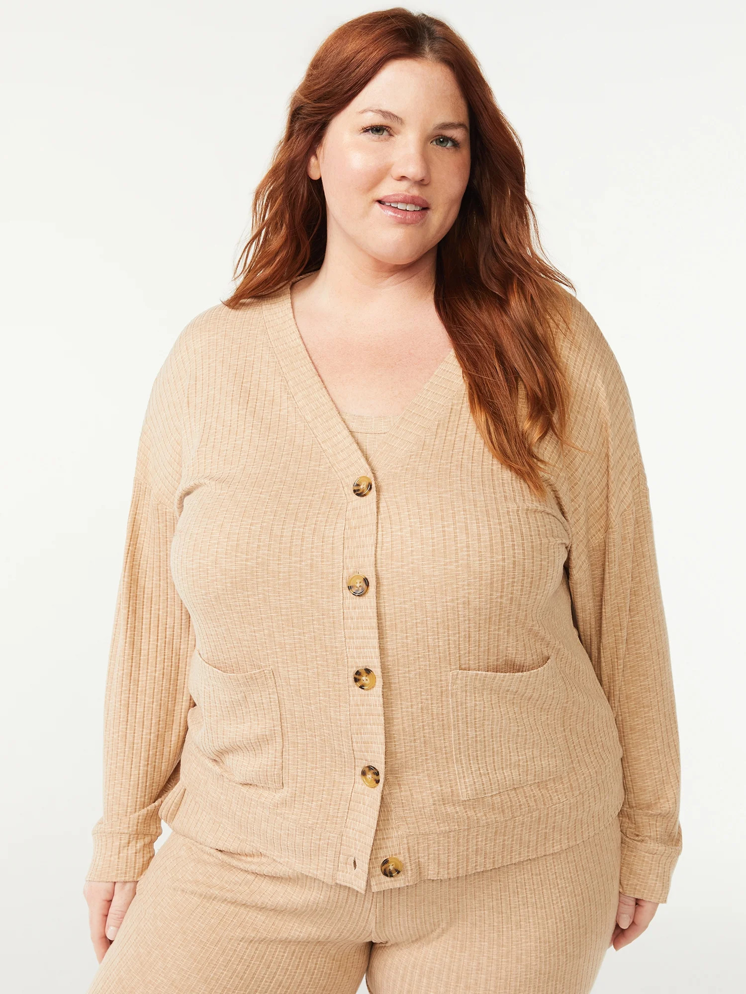 Joyspun Women's Hacci Knit V-Neck Cardigan, Lightweight, Sizes S to 3X | Walmart (US)